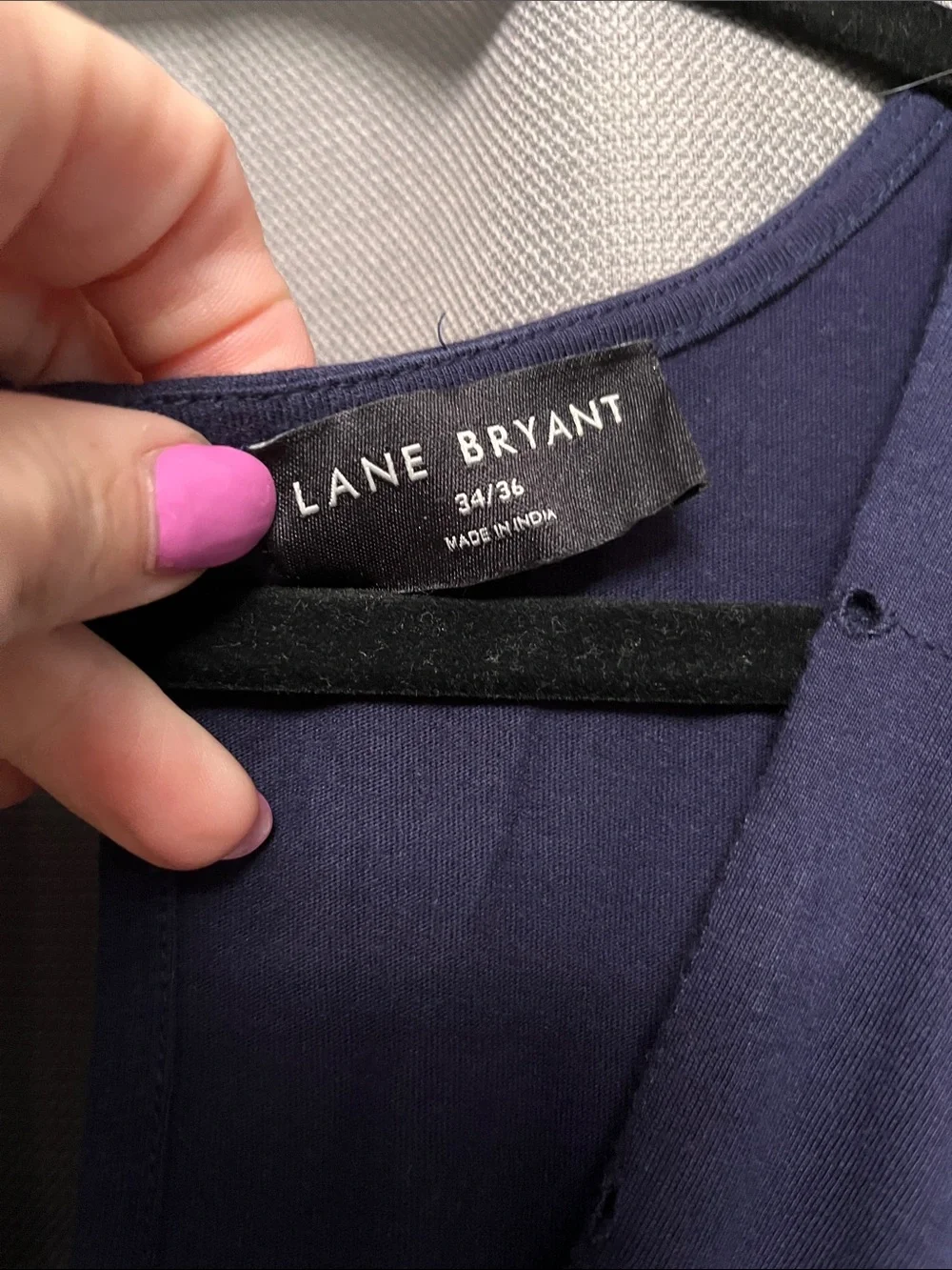 Lane Bryant Dark Navy Sleeveless Faux-Wrap Eyelet Jumpsuit - Picture 3 of 6